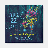 Spiral Trees Midnight Blue Wedding Save the Date Magnet (Vorne)
