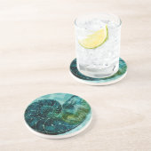 Spiral Turquoise Conch Muschel Getränkeuntersetzer (Seite)