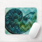 Spiral Turquoise Conch Muschel Mousepad (Mit Mouse)