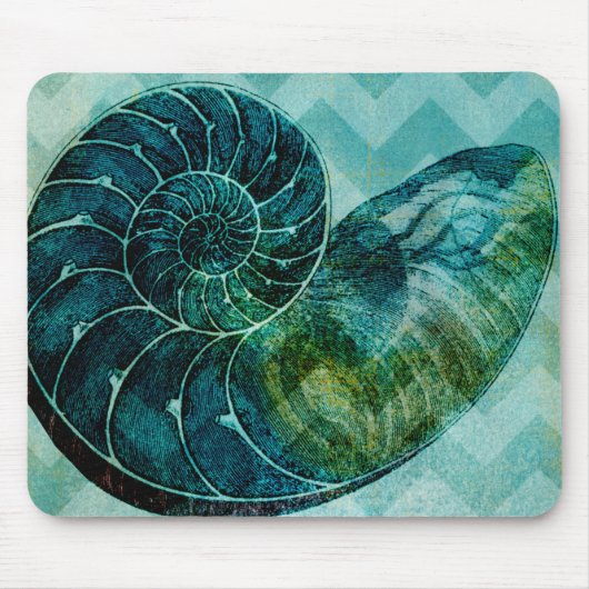 Spiral Turquoise Conch Muschel Mousepad (Vorne)