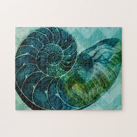 Spiral Turquoise Conch Muschel Puzzle (Horizontal)