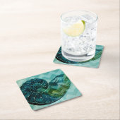 Spiral Turquoise Conch Muschel Rechteckiger Pappuntersetzer (Vor Ort)