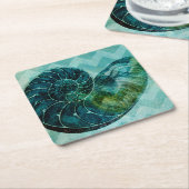 Spiral Turquoise Conch Muschel Rechteckiger Pappuntersetzer (angewinkelt)