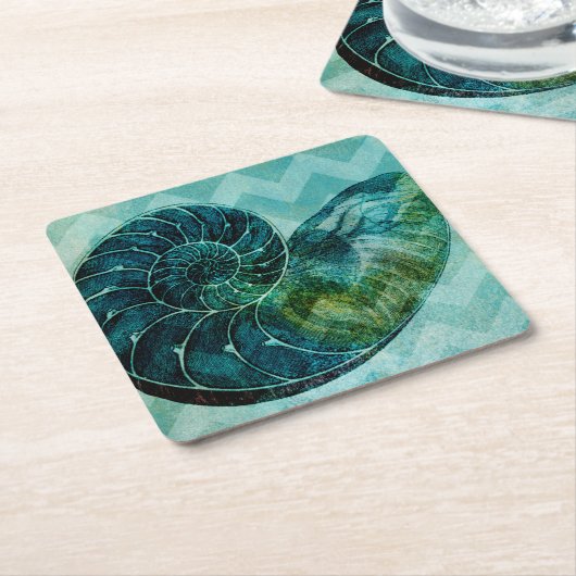 Spiral Turquoise Conch Muschel Rechteckiger Pappuntersetzer (angewinkelt)