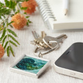 Spiral Turquoise Conch Muschel Schlüsselanhänger (Seite)