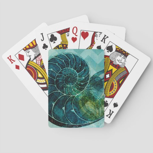 Spiral Turquoise Conch Muschel Spielkarten (Rückseite)