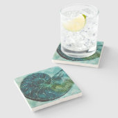 Spiral Turquoise Conch Muschel Steinuntersetzer (Seitenansicht)