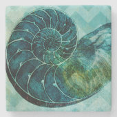 Spiral Turquoise Conch Muschel Steinuntersetzer (Vorderseite)