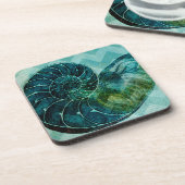 Spiral Turquoise Conch Muschel Untersetzer (Linke Seite)