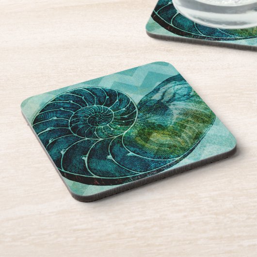 Spiral Turquoise Conch Muschel Untersetzer (Linke Seite)