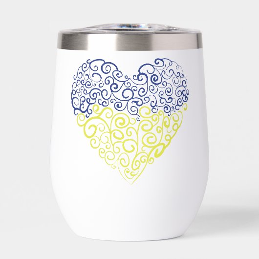 Spiral Wirbel mehandi Herz Ukrainische Flaggenfarb (Vorderseite)