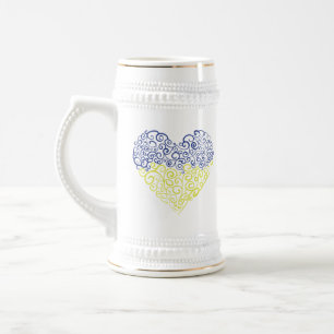 Spiral Wirbel mehandi Herz Ukrainische Flaggenfarb Bierglas