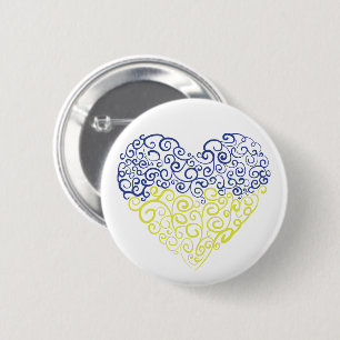 Spiral Wirbel mehandi Herz Ukrainische Flaggenfarb Button