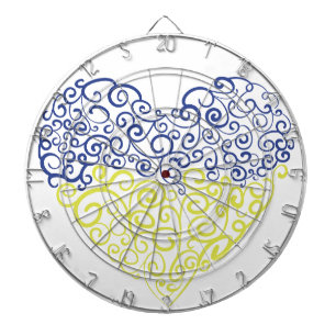 Spiral Wirbel mehandi Herz Ukrainische Flaggenfarb Dartscheibe