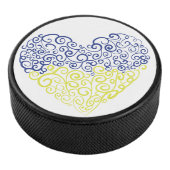Spiral Wirbel mehandi Herz Ukrainische Flaggenfarb Eishockey Puck (3/4)