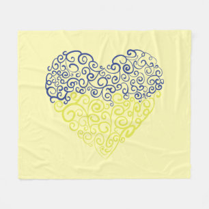 Spiral Wirbel mehandi Herz Ukrainische Flaggenfarb Fleecedecke