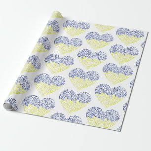 Spiral Wirbel mehandi Herz Ukrainische Flaggenfarb Geschenkpapier