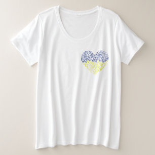 Spiral Wirbel mehandi Herz Ukrainische Flaggenfarb Große Größe T-Shirt