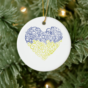 Spiral Wirbel mehandi Herz Ukrainische Flaggenfarb Keramik Ornament