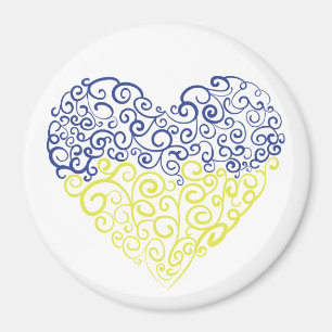 Spiral Wirbel mehandi Herz Ukrainische Flaggenfarb Magnet