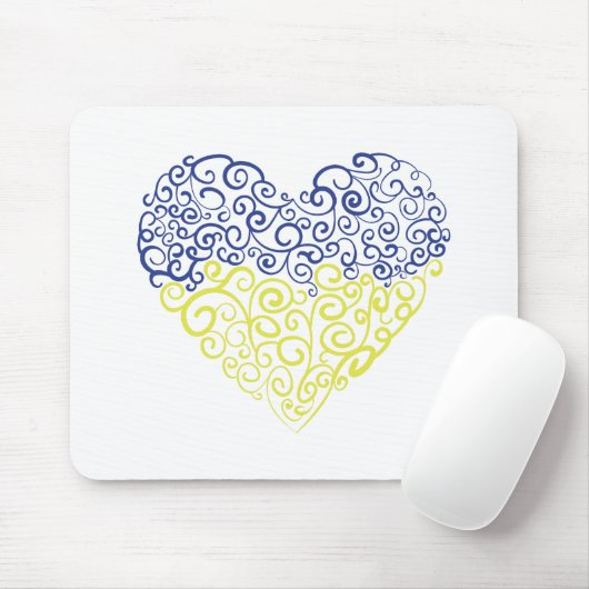 Spiral Wirbel mehandi Herz Ukrainische Flaggenfarb Mousepad (Mit Mouse)