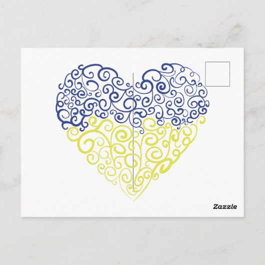 Spiral Wirbel mehandi Herz Ukrainische Flaggenfarb Postkarte (Rückseite)