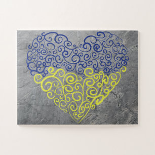 Spiral Wirbel mehandi Herz Ukrainische Flaggenfarb Puzzle