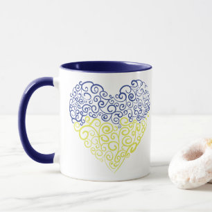 Spiral Wirbel mehandi Herz Ukrainische Flaggenfarb Tasse