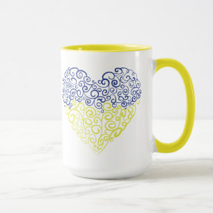 Spiral Wirbel mehandi Herz Ukrainische Flaggenfarb Tasse
