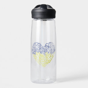 Spiral Wirbel mehandi Herz Ukrainische Flaggenfarb Trinkflasche