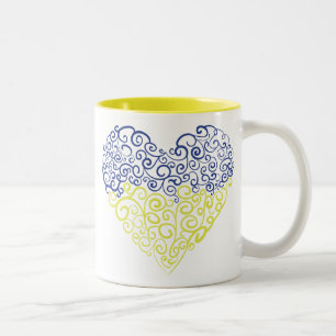 Spiral Wirbel mehandi Herz Ukrainische Flaggenfarb Zweifarbige Tasse