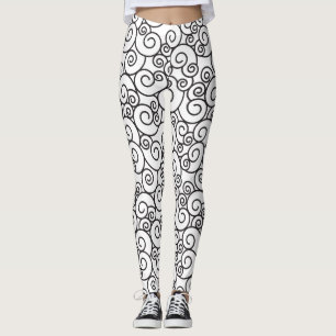 Spiral Wirbles Muster Schwarz-weißes Design Leggings