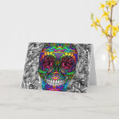 Spiral Zen Candy Skull Abstract Art Dead Head Karte (Gelbe Blume)