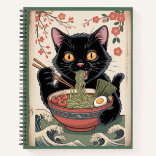 Spiralblock Katze isst Ramen Notizblock