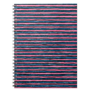Spiralblock mit gemalten Streifen, Blau und Rosa Notizblock