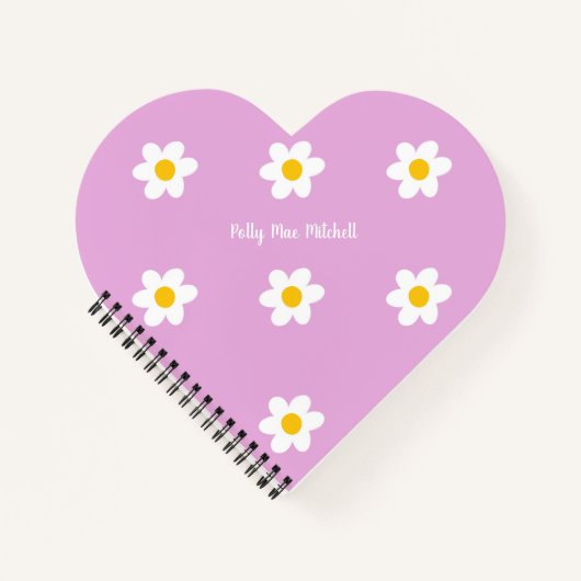 Spiralblock mit rosa Herz-Daisy-Kette Notizblock (Vorderseite)