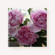 Spiralblock mit rosa Pfingstrosen
