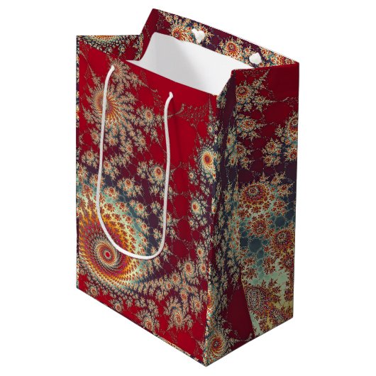 Spiralblumenmuster Mittlere Geschenktüte (Vorderseite Schrägansicht)