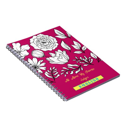 Spiralbotanisches Notebook/rosa Note Book Notizblock (Rechte Seite)