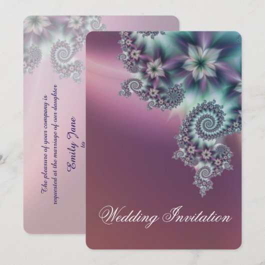 Spirale Blume Hochzeit Einladung (Vorne/Hinten)