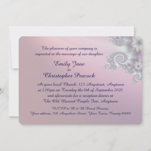 Spirale Blume Hochzeit Einladung (Rückseite)