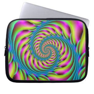 Spirale der Laptop-Schnürsenkel in Rosa Türkis und Laptopschutzhülle