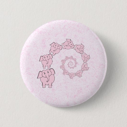 Spirale der rosa Elefanten. Rosa Hintergrund Button (Vorderseite)