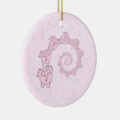 Spirale der rosa Elefanten. Rosa Hintergrund Keramikornament (Rechts)