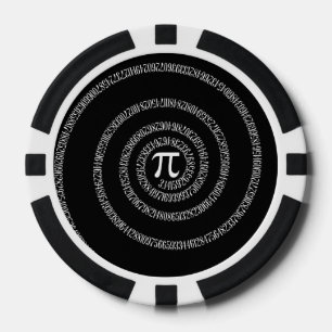 Spirale für Pi auf solider schwarzer Decke Pokerchips
