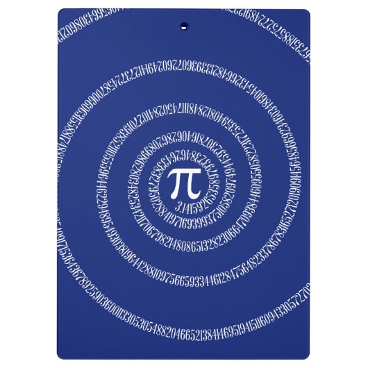 Spirale für Pi Typografie auf blau Klemmbrett (Rückseite)
