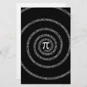 Spirale für Pi-Typografie auf schwarz Briefpapier (Vorne/Hinten)