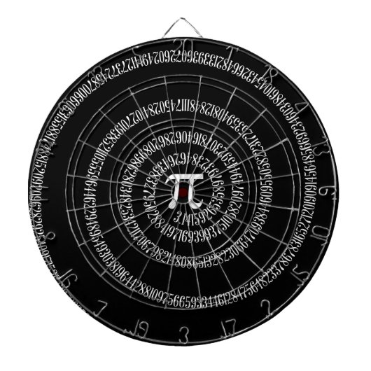 Spirale für Pi Typografie auf Schwarz Dartscheibe (vorne)