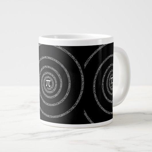 Spirale für Pi-Typografie auf schwarz Jumbo-Tasse (Vorderseite Rechts)