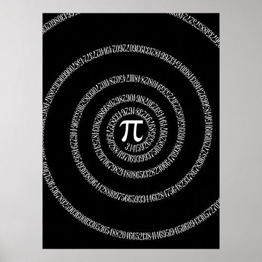Spirale für Pi-Typografie auf schwarz Poster (Vorne)